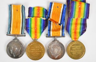 British Army WW1 medals comprising War Medal and Victory Medal named to 58483 Pte F C Evans,