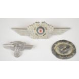 Two German WW2 Nazi Third Reich Luftwaffe badges and a NSKK example