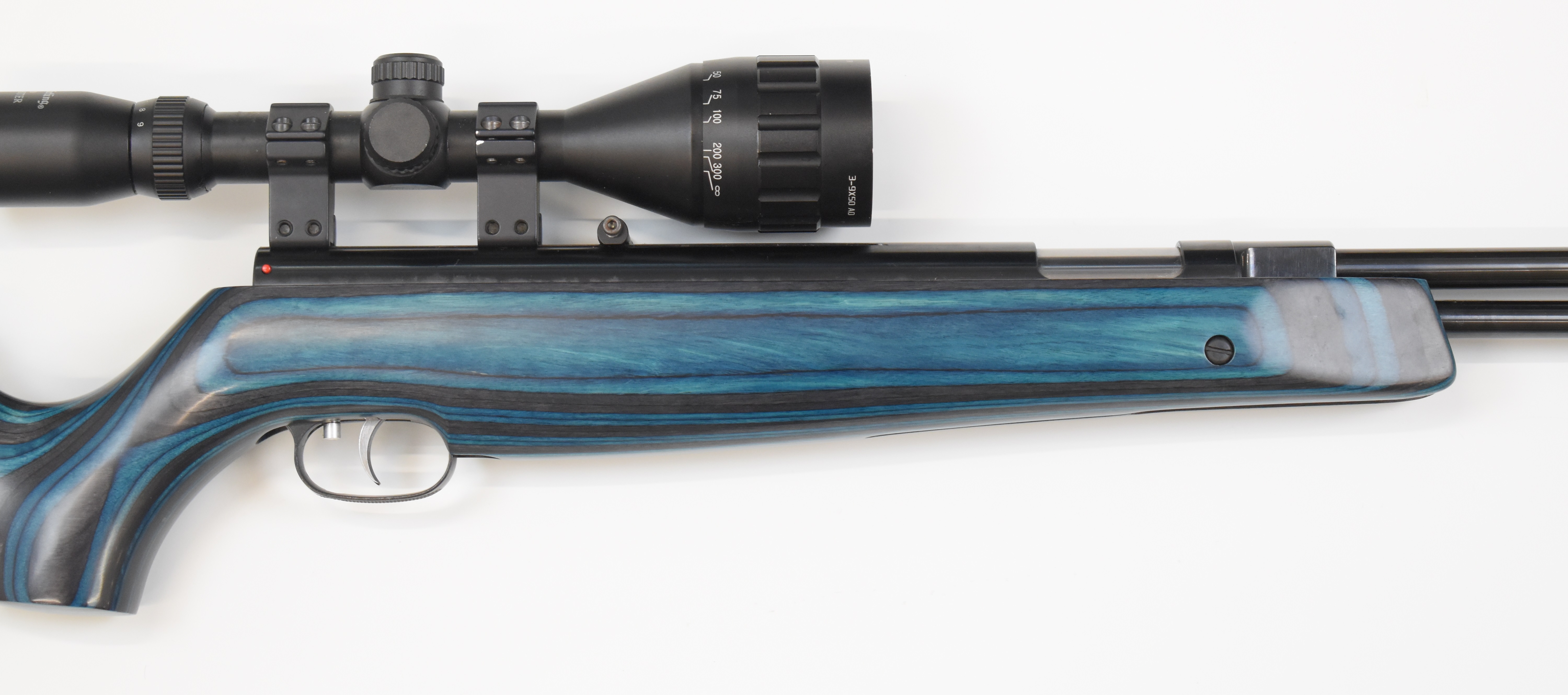 Weihrauch HW97K .22 underlever air rifle with blue laminated show wood stock, semi-pistol grip, - Image 4 of 10