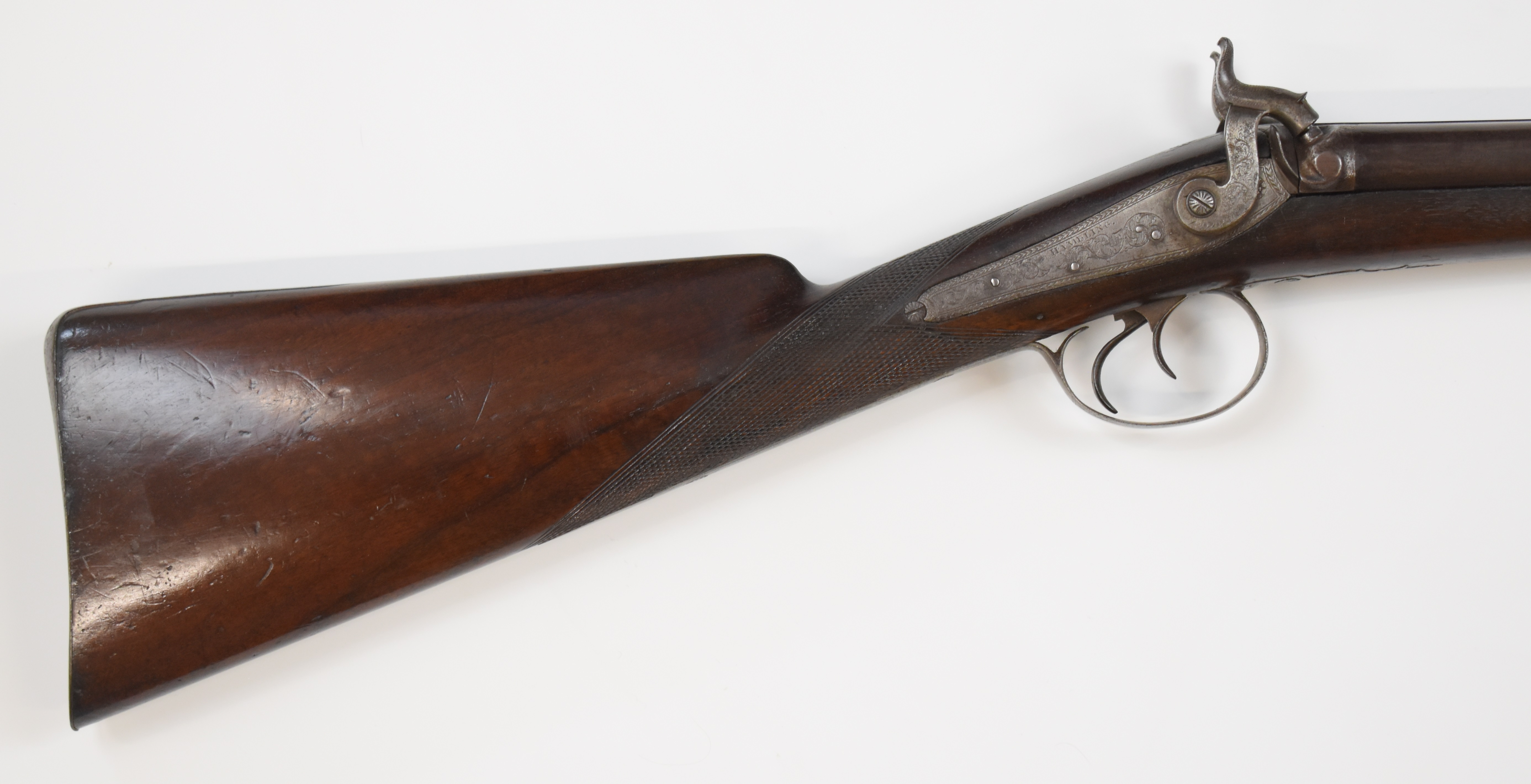 Hambling of Totness 16 bore percussion hammer action double barreled side by side muzzle loading - Image 3 of 13