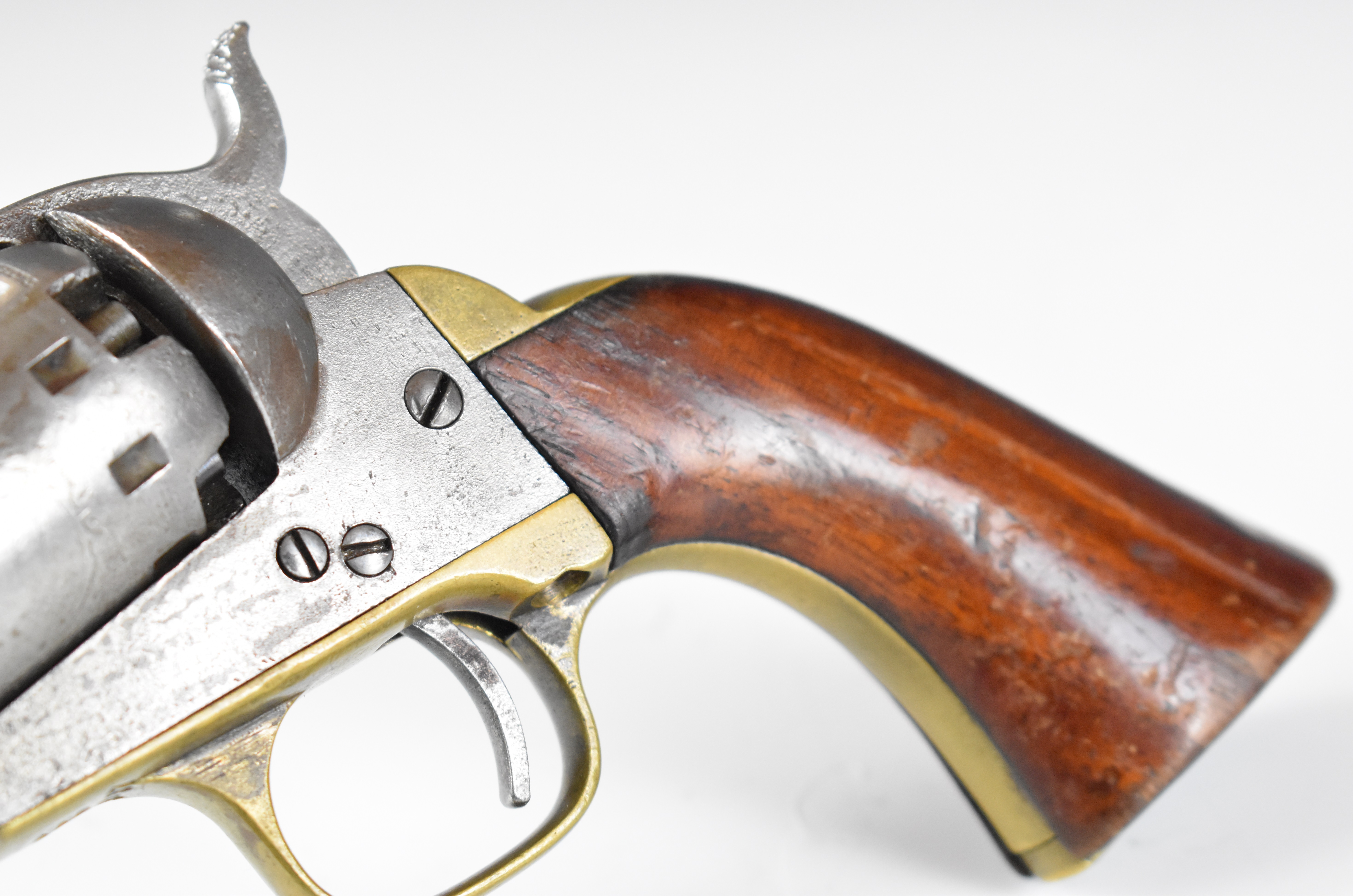 Manhattan Navy .36 five-shot single-action revolver with brass trigger guard and grip strap, - Bild 12 aus 20