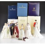 Royal Doulton, Royal Worcester, John Bromley and Coalport figurines of English Royalty including