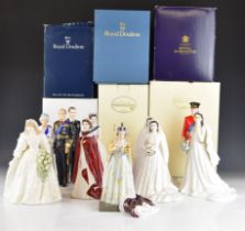 Royal Doulton, Royal Worcester, John Bromley and Coalport figurines of English Royalty including