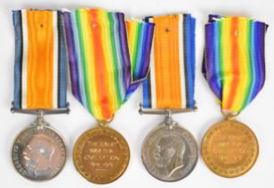Two British Army WW1 medal pairs comprising War Medal and Victory Medal, one pair named to 34724 Pte