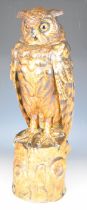 Large pottery figure of an eagle owl with impressed BRS and 2518 to base, height 54cm