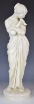 Royal Worcester 19thC figurine titled Joy, possibly of Aphrodite holding a dove, height 43.5cm