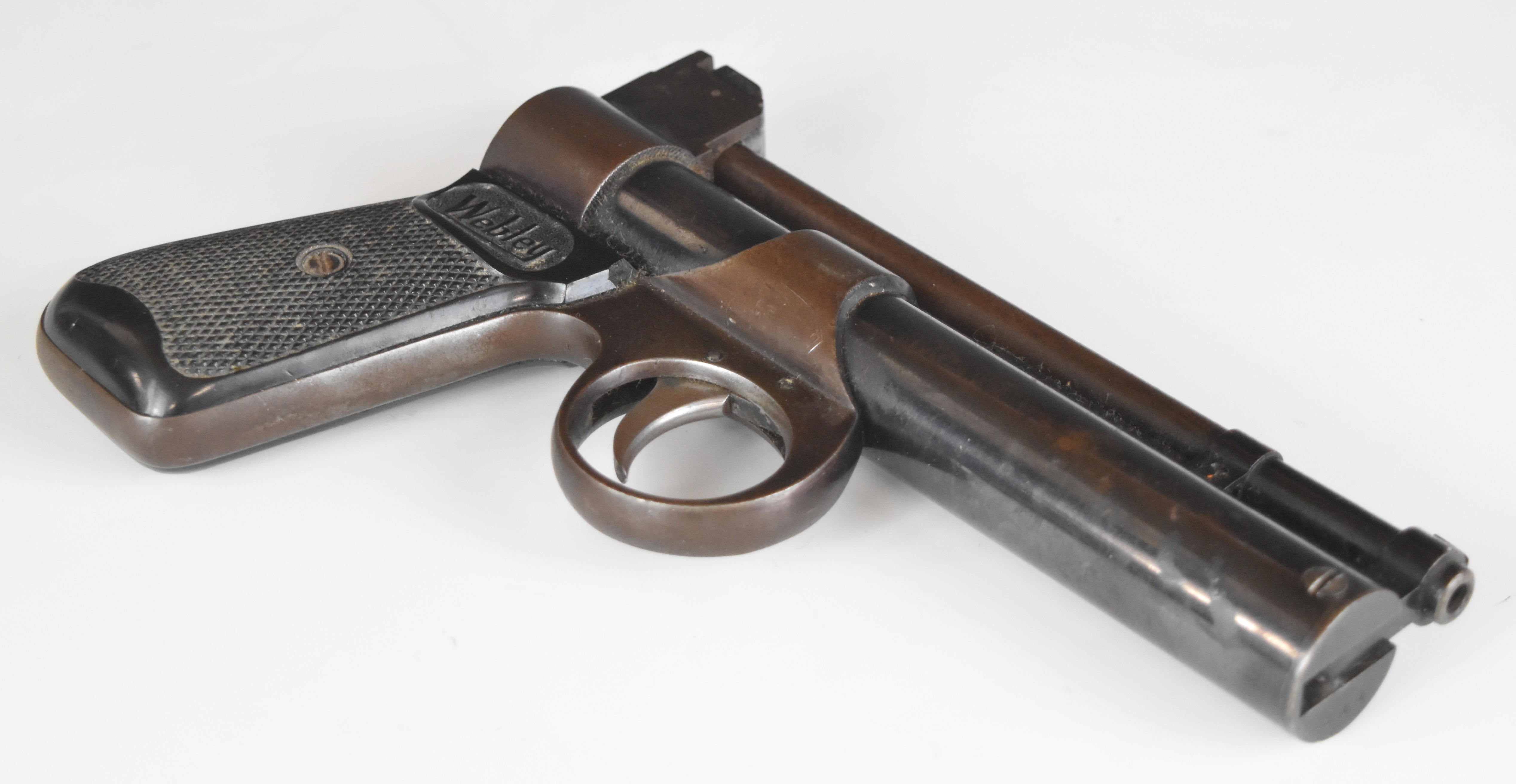Webley Junior .177 air pistol with named and chequered composite grips and adjustable sights, serial - Image 4 of 12