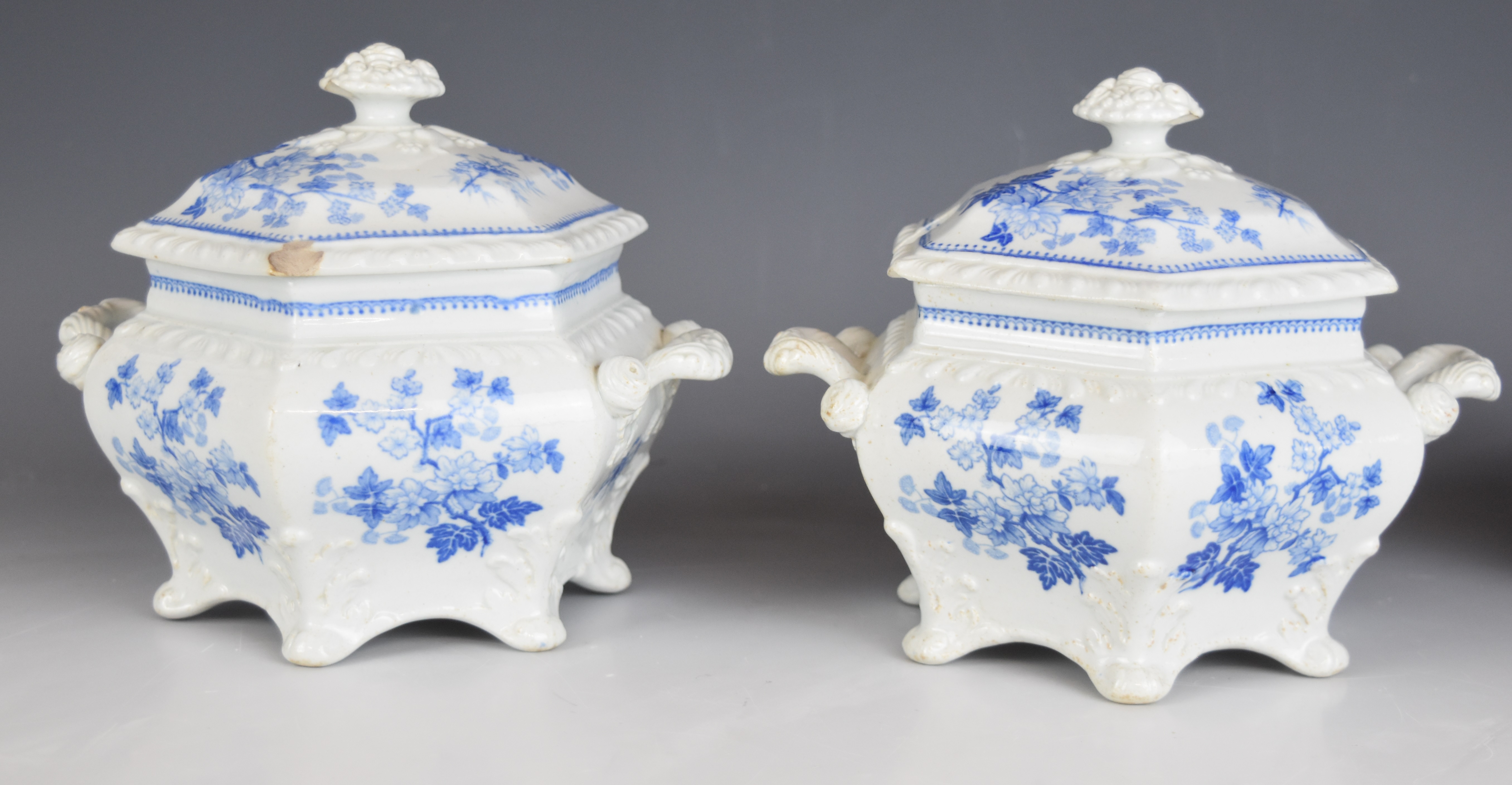 Collection of 19thC blue and white transfer printed ceramics including pair of Ridgways covered - Image 8 of 9