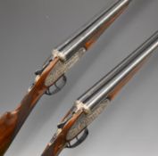 Pair of AYA No 2 12 bore sidelock side by side ejector shotguns each with hand detachable locks, all