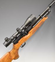 Weihrauch HW100 K S .22 PCP air rifle with chequered semi-pistol grip, raised cheek piece,