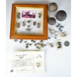 Small collection of musket and cannon balls including a mounted display of nine items with