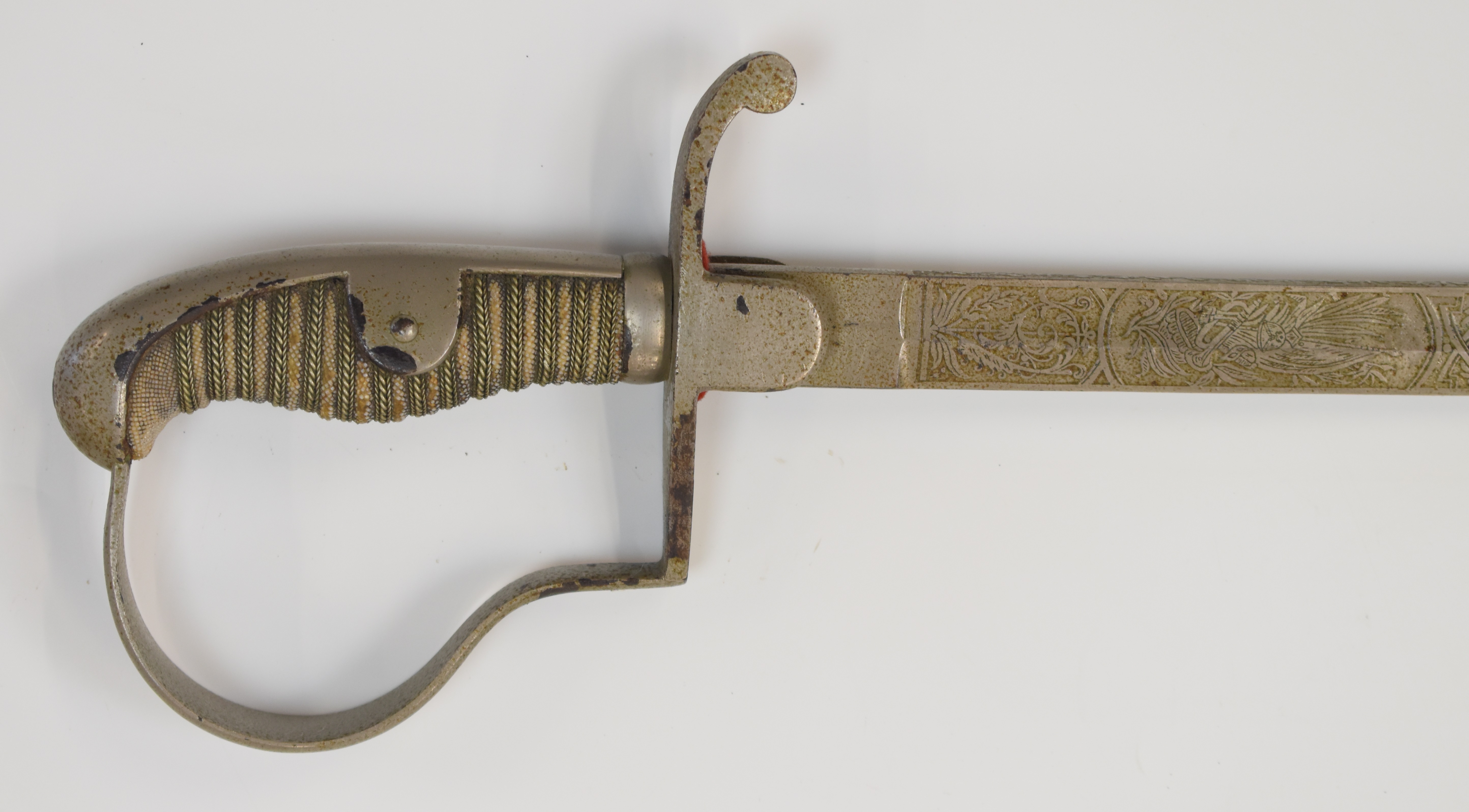 Imperial Germany WW1 Artillery officer's sword with shagreen and wire grip and 77cm blade - Image 7 of 14