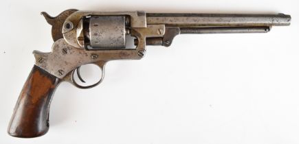 Starr Arms Co of New York .44 six-shot single-action percussion revolver with steel frame stamped to