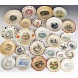 19thC nursery ware plates, mostly featuring dogs / children including The Pet, A Presant, Juvenile