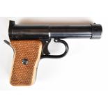 Tell II .177 air pistol with chequered wooden grips, barrel marked 'D.R.G.M. Tell II D.R.P' and