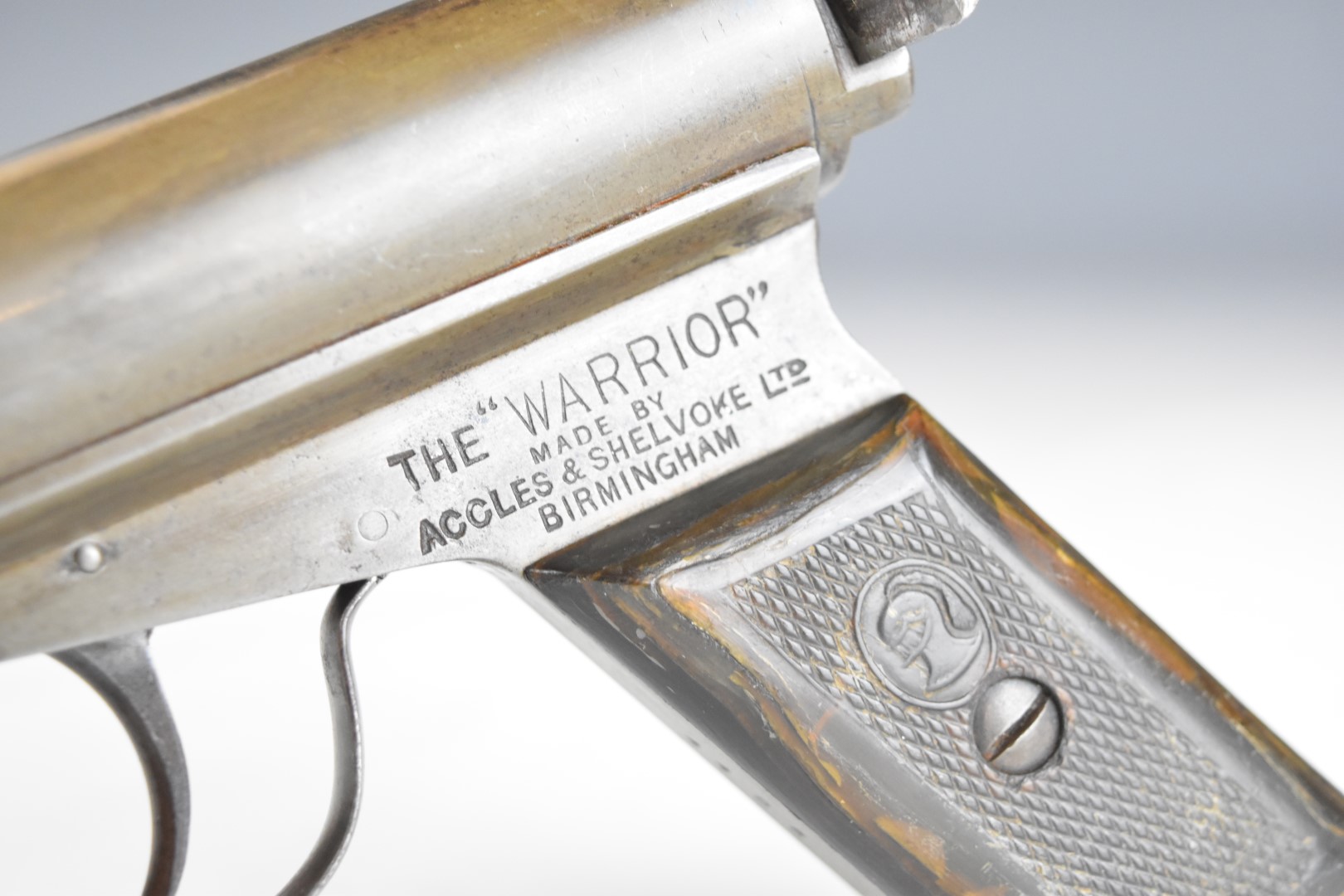 Accles & Shelvoke Ltd F Clarke patent The Warrior .177 side lever air pistol with logo and - Image 7 of 12