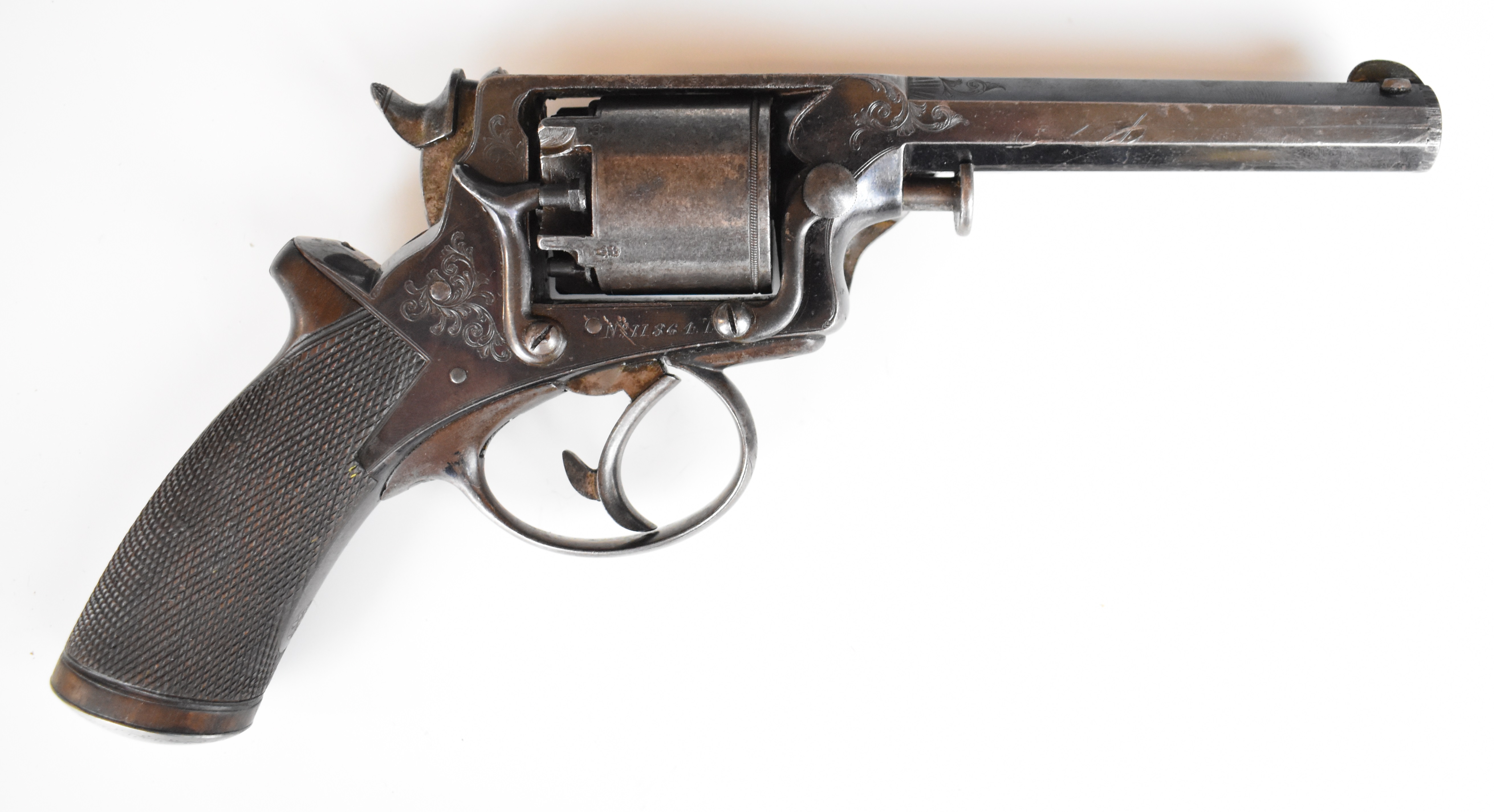 William Tranter's Patent 120 bore five-shot double-action revolver with engraved trigger guard, - Bild 2 aus 38