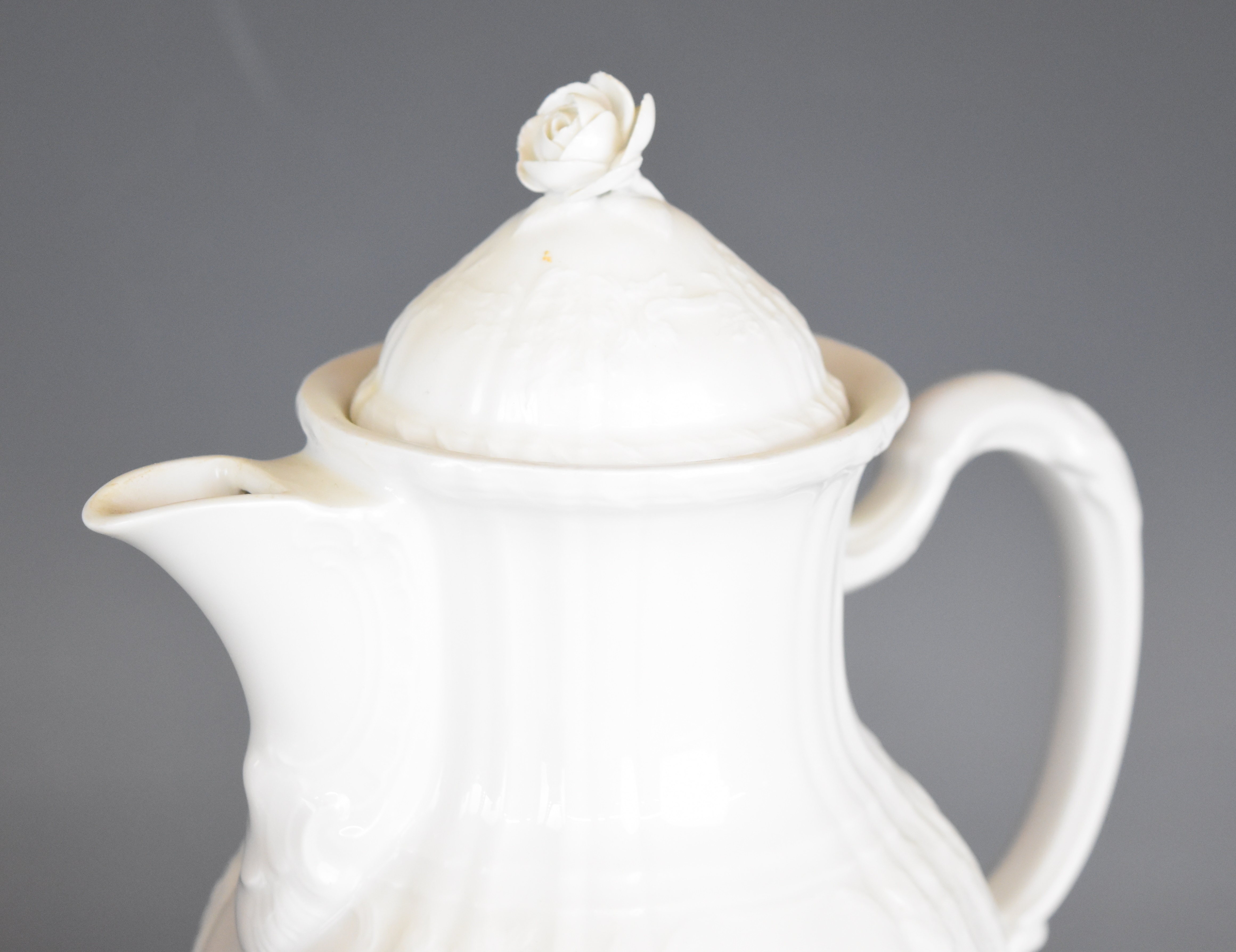 Berlin porcelain twelve place setting tea and coffee set with relief moulded decoration, - Image 4 of 8