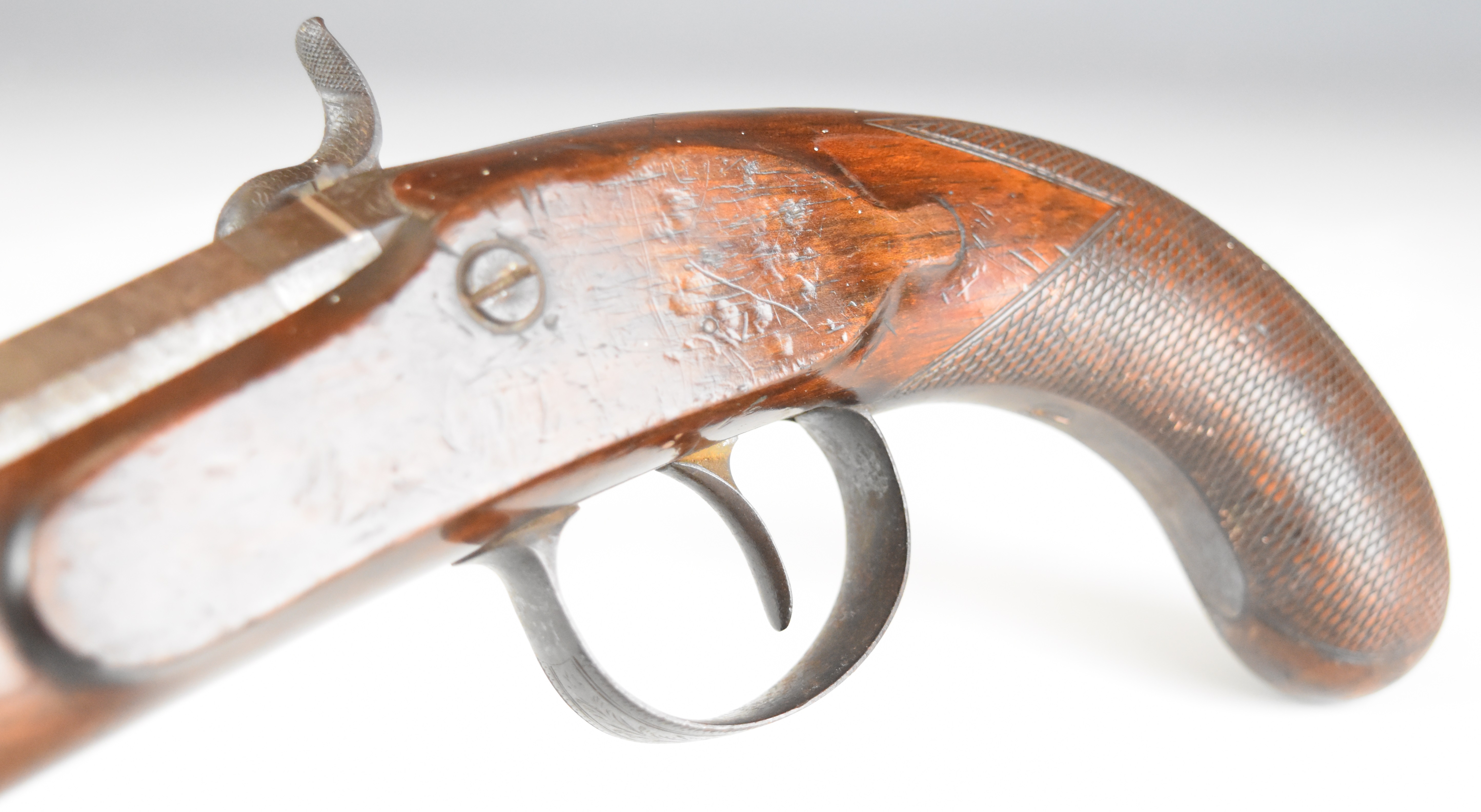 Westley Richards 14 bore percussion hammer action pistol with named and engraved lock, engraved - Image 6 of 28