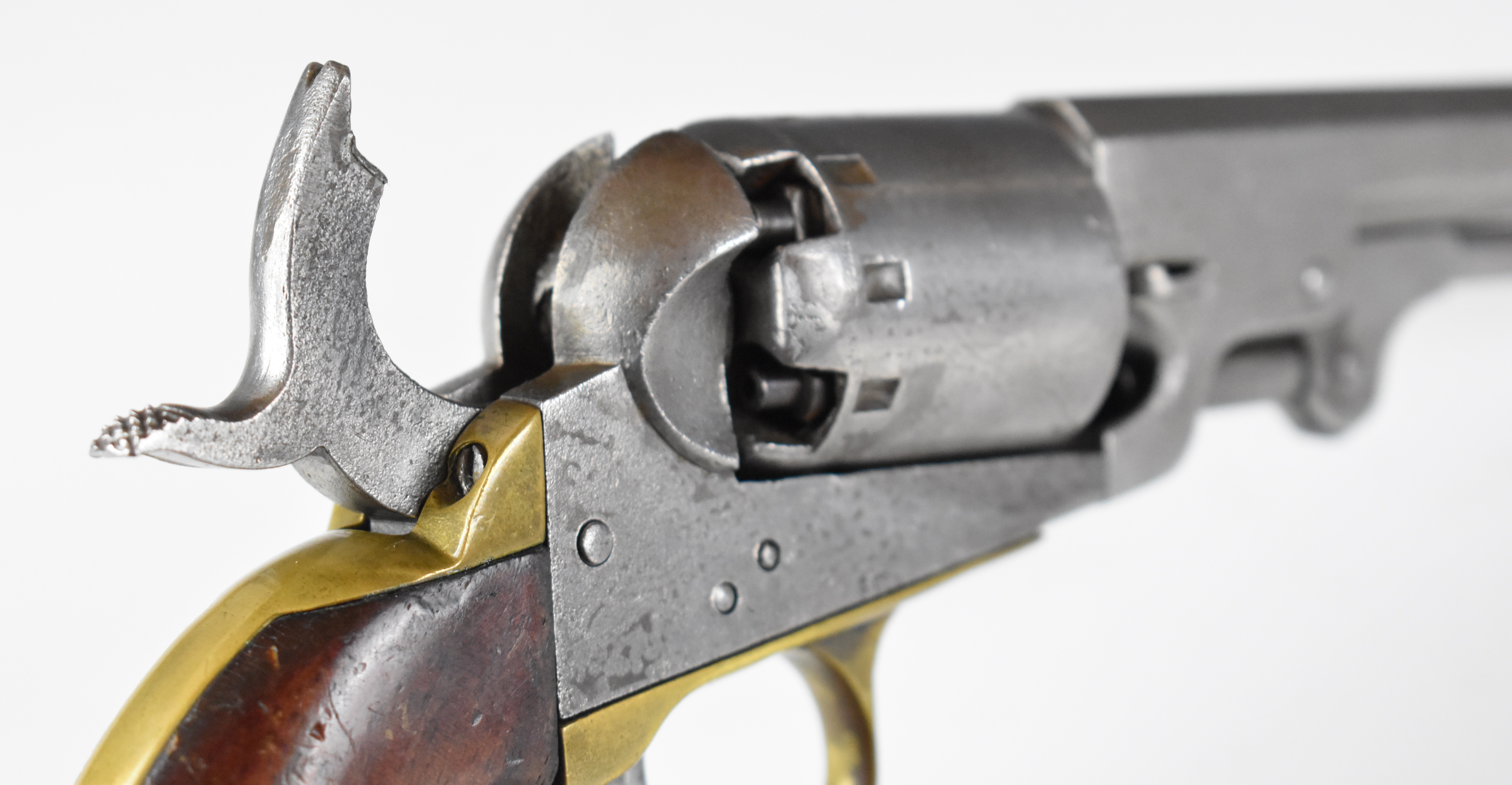Manhattan Navy .36 five-shot single-action revolver with brass trigger guard and grip strap, - Bild 13 aus 20