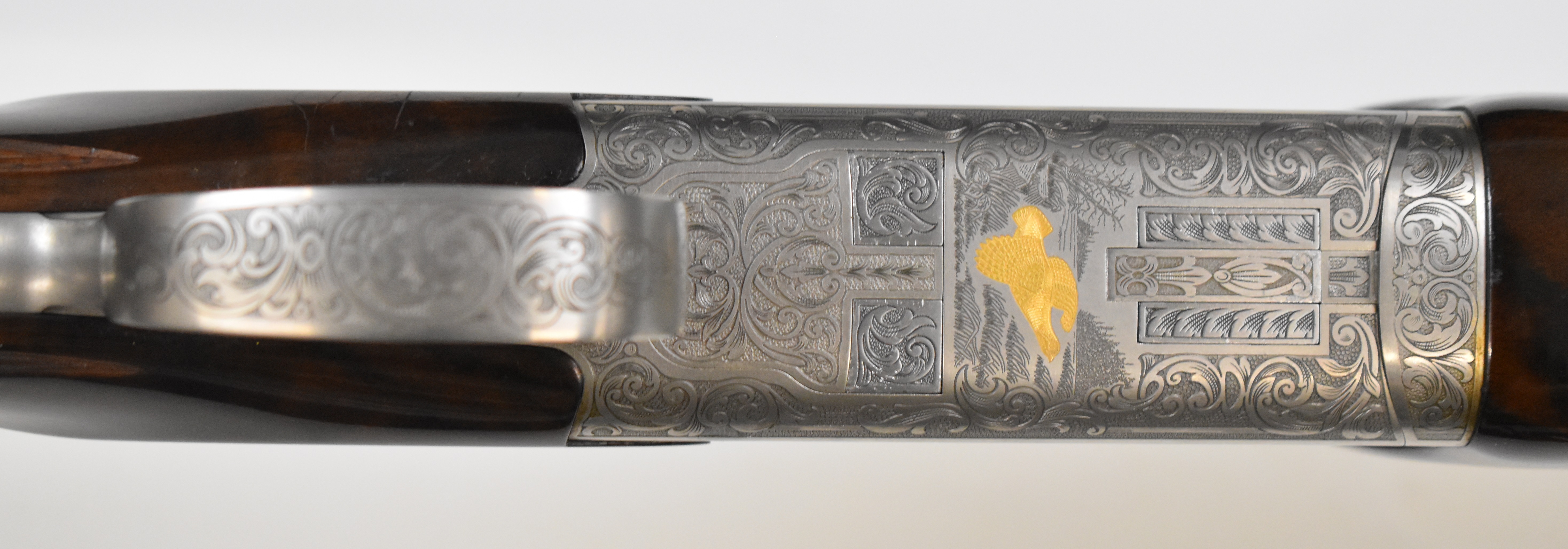 Browning B525 Ultimate 12 bore over and under ejector shotgun with gold engraving of birds - Image 7 of 12