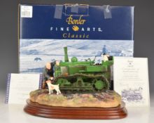 Border Fine Arts Society Caterpillar tractor model 'Starts First Time' by Ray Ayres, boxed with