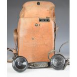 American WW2 Signal Corps telephone EE-8-B, with leather carry case and strap