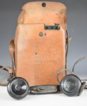 American WW2 Signal Corps telephone EE-8-B, with leather carry case and strap