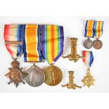 British Army WW1 11th Hussars medal trio comprising 1914 'Mons' Star with clasp for 5th August to