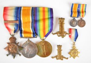 British Army WW1 11th Hussars medal trio comprising 1914 'Mons' Star with clasp for 5th August to