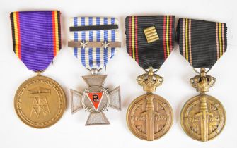 Four Belgium WW2 Prisoner of War medals including Political, Military and Anniversary medals
