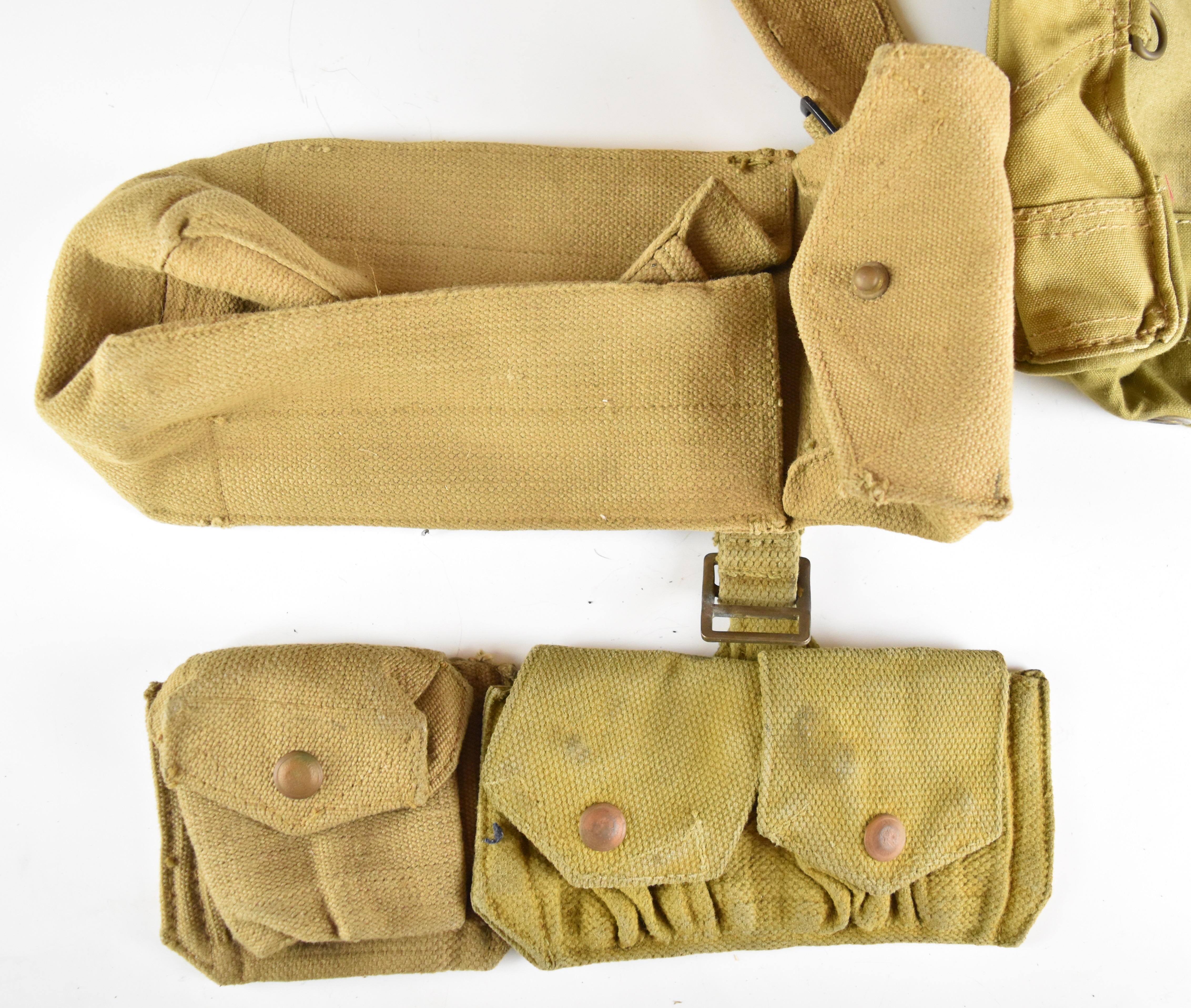 British WW2 webbing including ammunition pouches, belts, holsters, sling, lanyard and haversack, all - Image 5 of 11