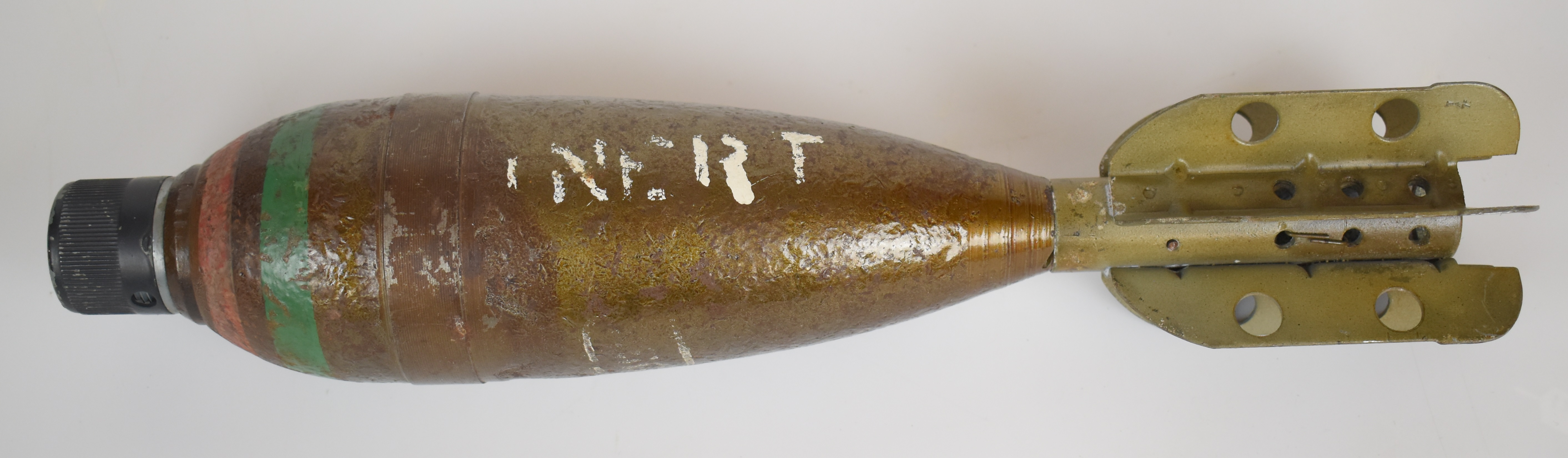 British WW2 3 inch inert mortar round dated 11/43 with fuse and cap - Image 4 of 4