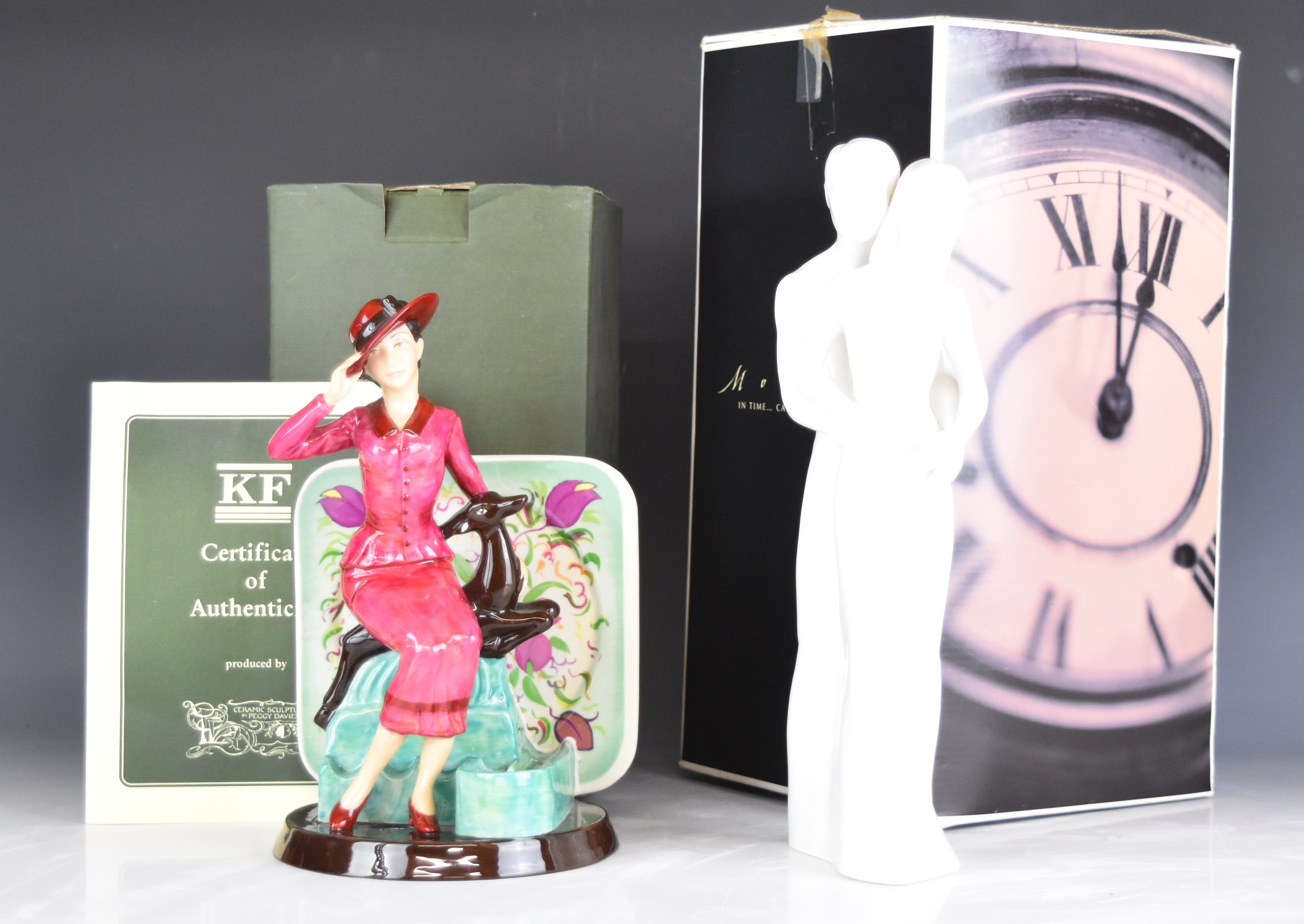 Kevin Francis limited edition figure of Susie Cooper and a Coalport 'In Love' figure, tallest 30cm