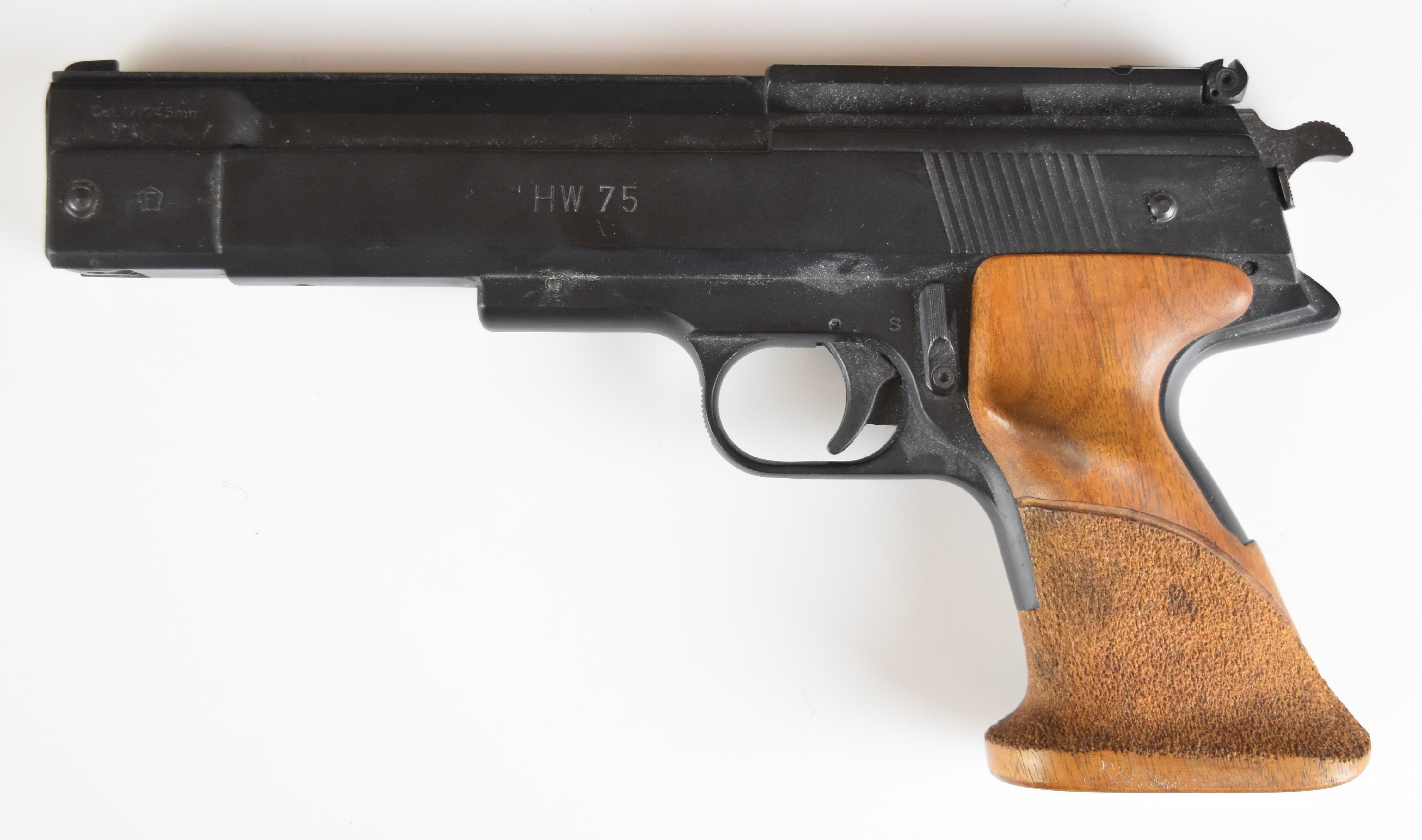 Weihrauch HW75 .177 air pistol with shaped and textured wooden grips and adjustable sights and - Image 2 of 12