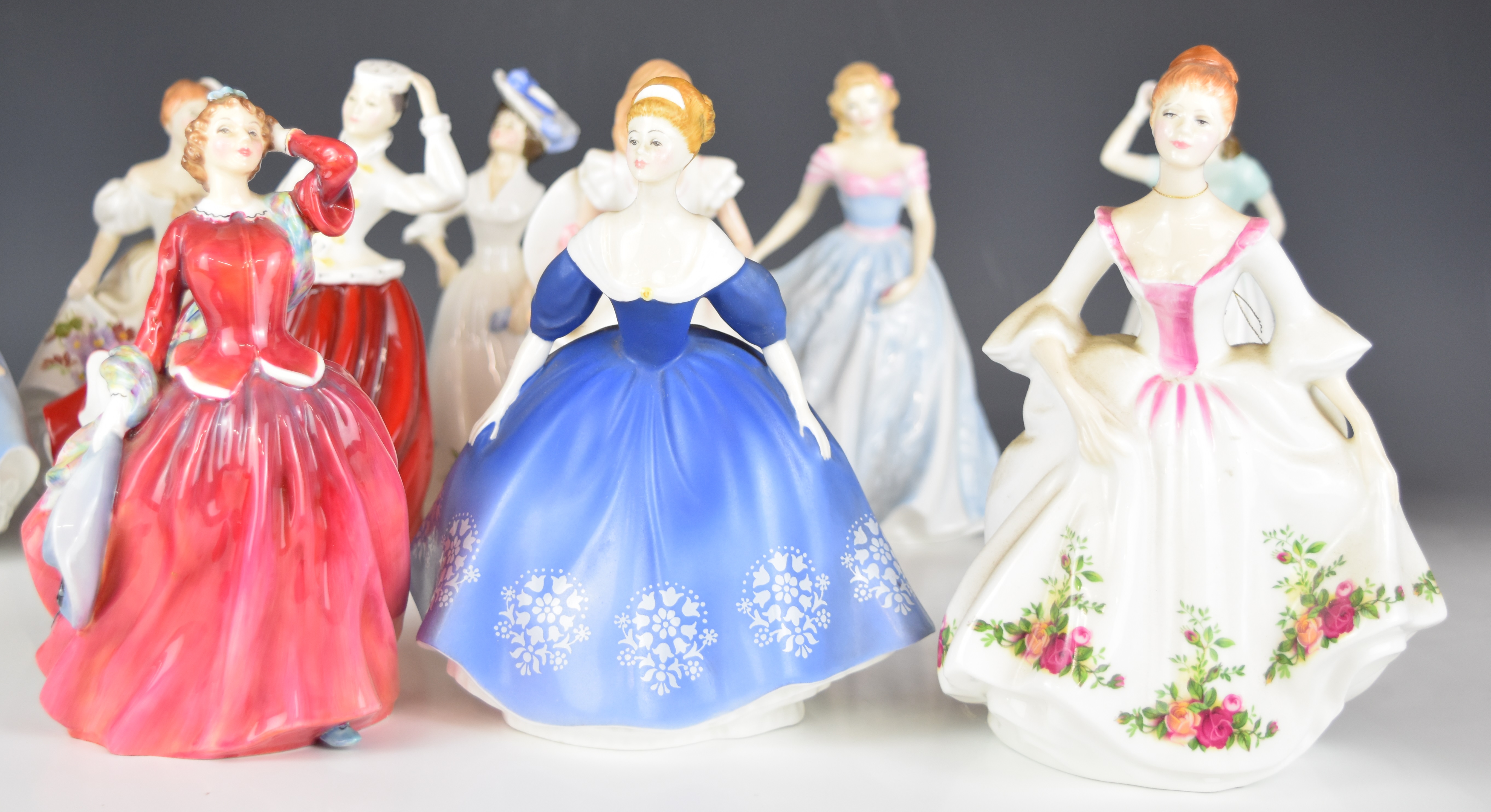 Ten Royal Doulton figurines including Country Rose, Marilyn, Adele, Faith etc, tallest 25cm - Image 9 of 14