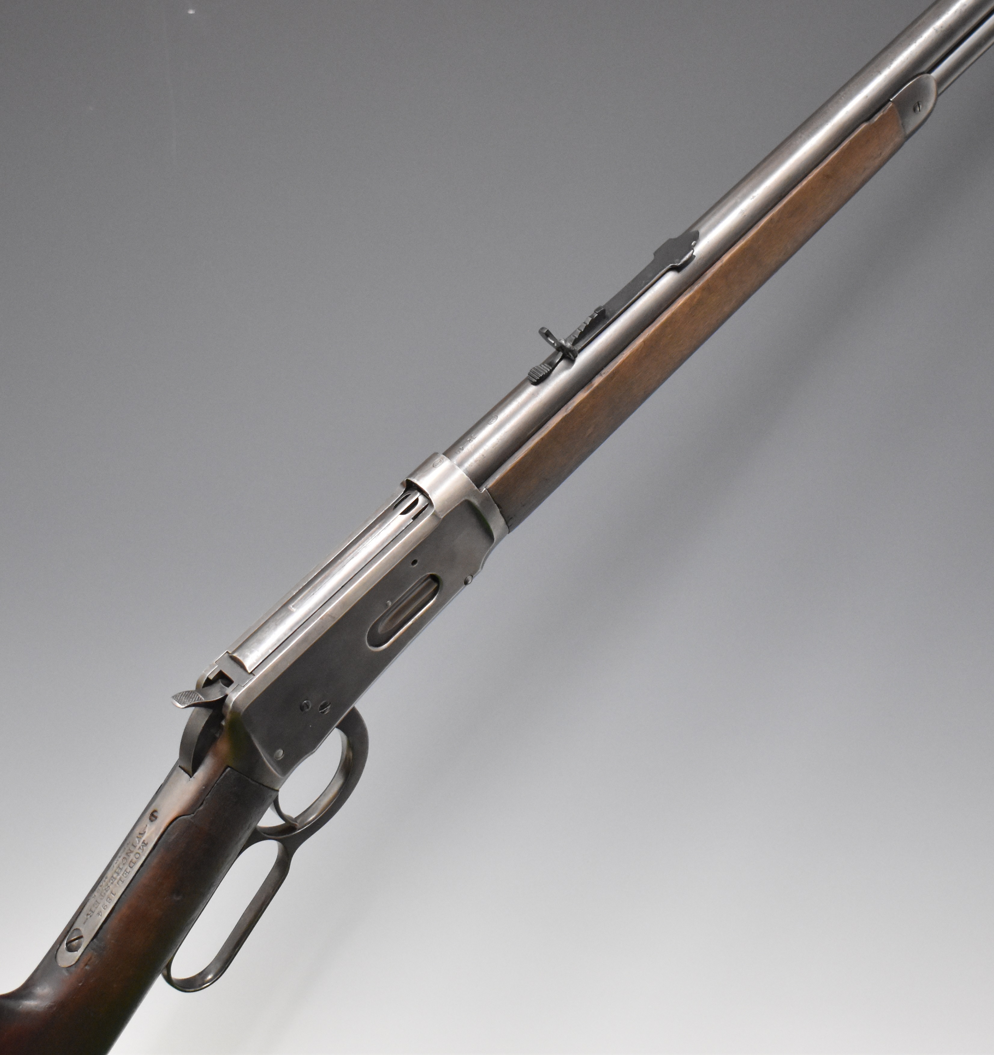 Winchester Model 1894 .32-40 underlever repeating rifle with adjustable sights, steel butt plate and