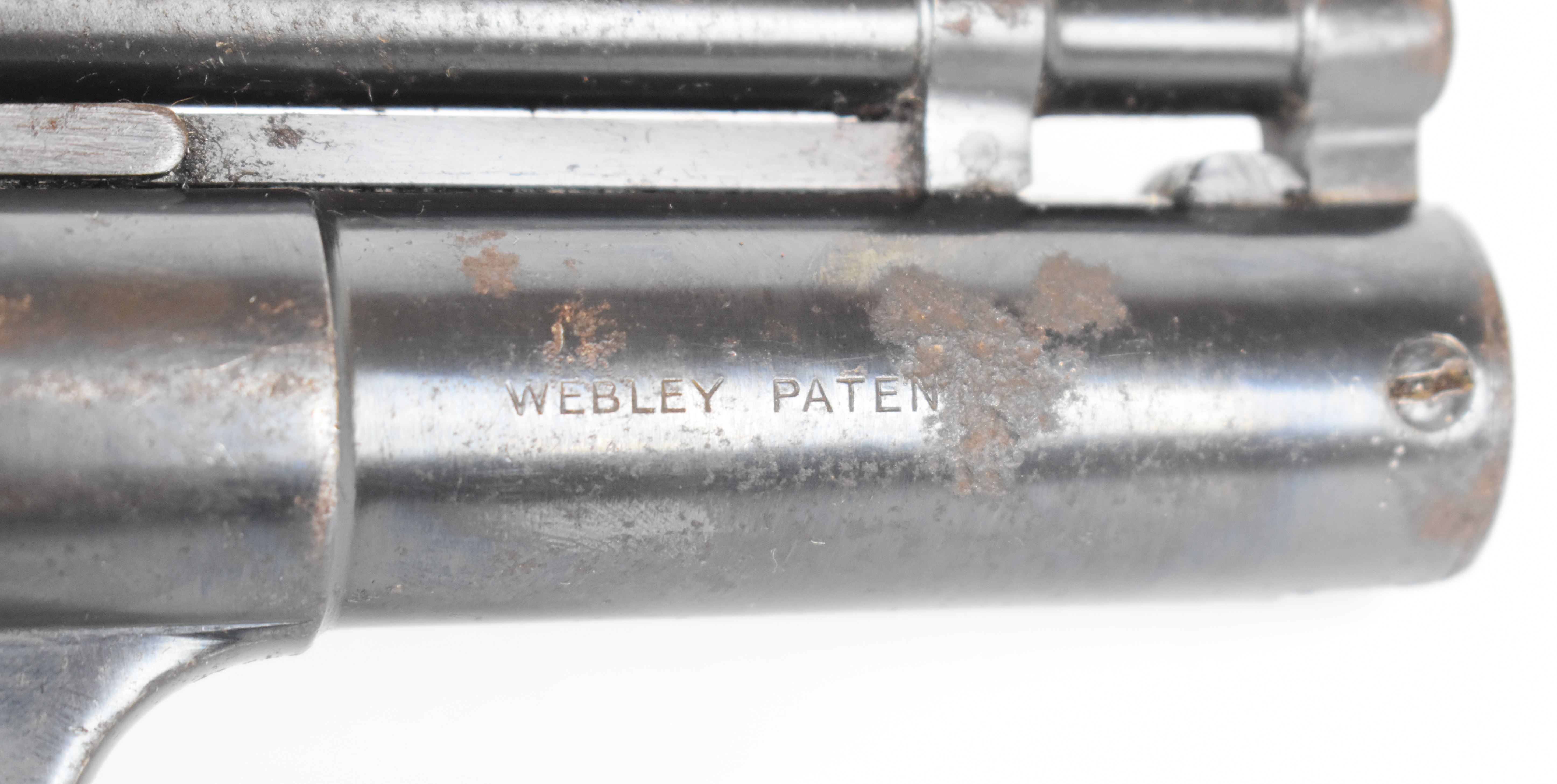 Webley Senior .177 air pistol with named and chequered Bakelite grips and adjustable sights, - Image 10 of 12