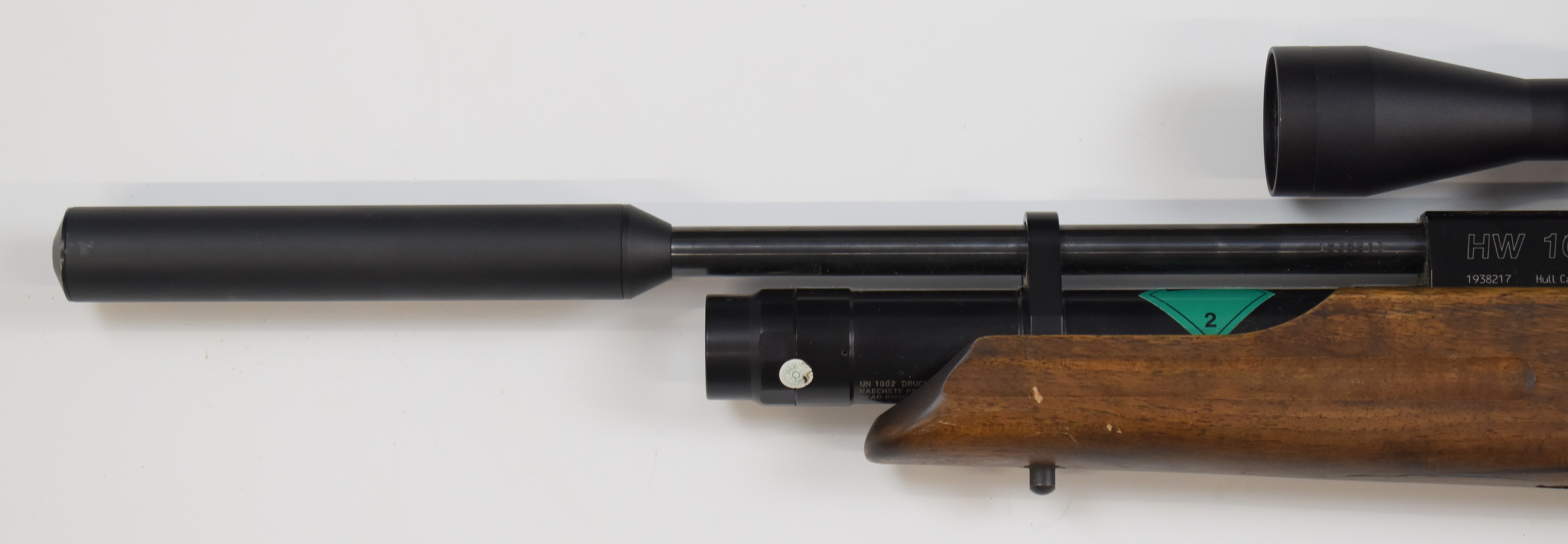 Weihrauch HW100 .22 PCP air rifle with textured semi-pistol grip, raised cheek piece, adjustable - Image 9 of 11