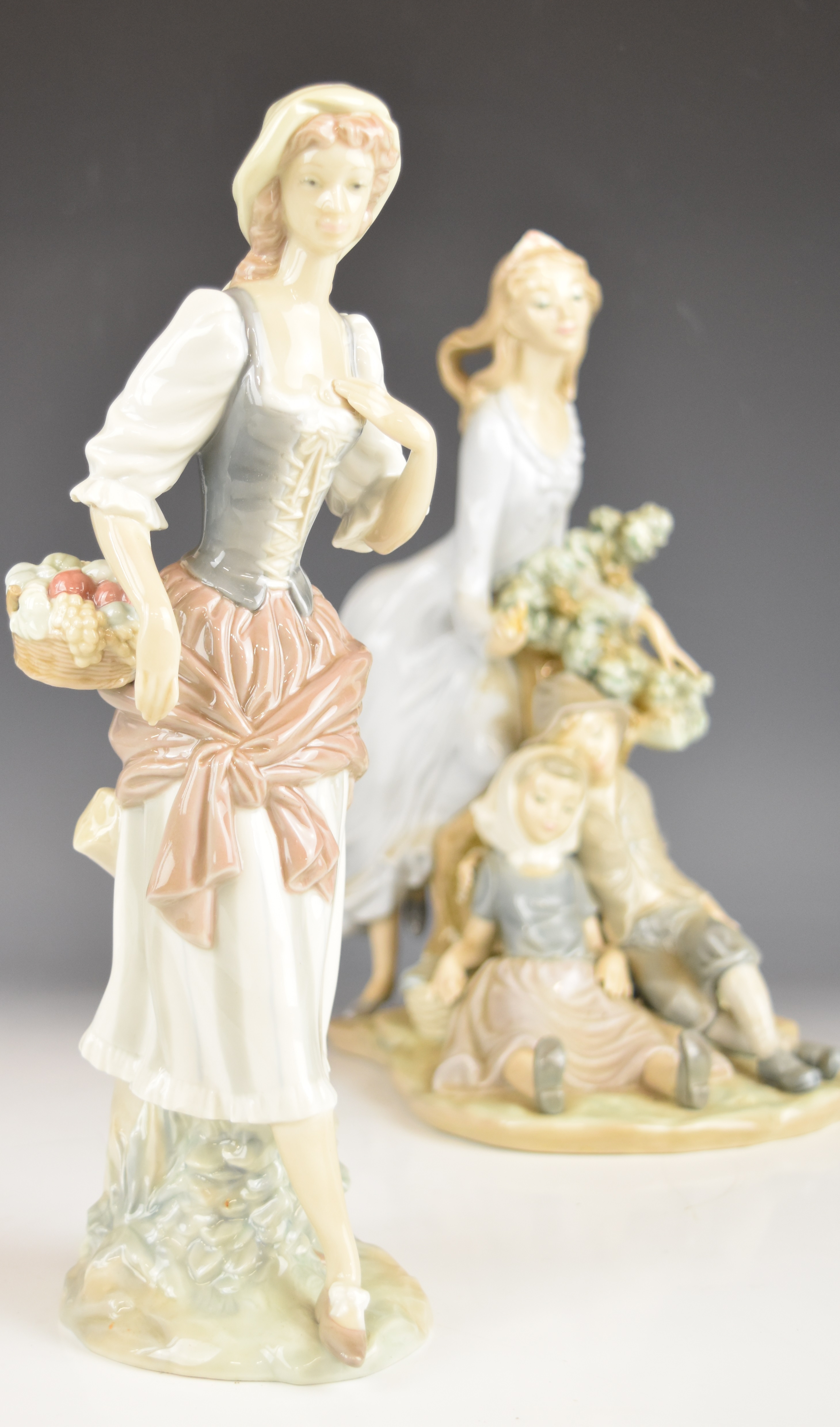 Three Lladro figurines including a lady with children, tallest 29cm - Image 3 of 14