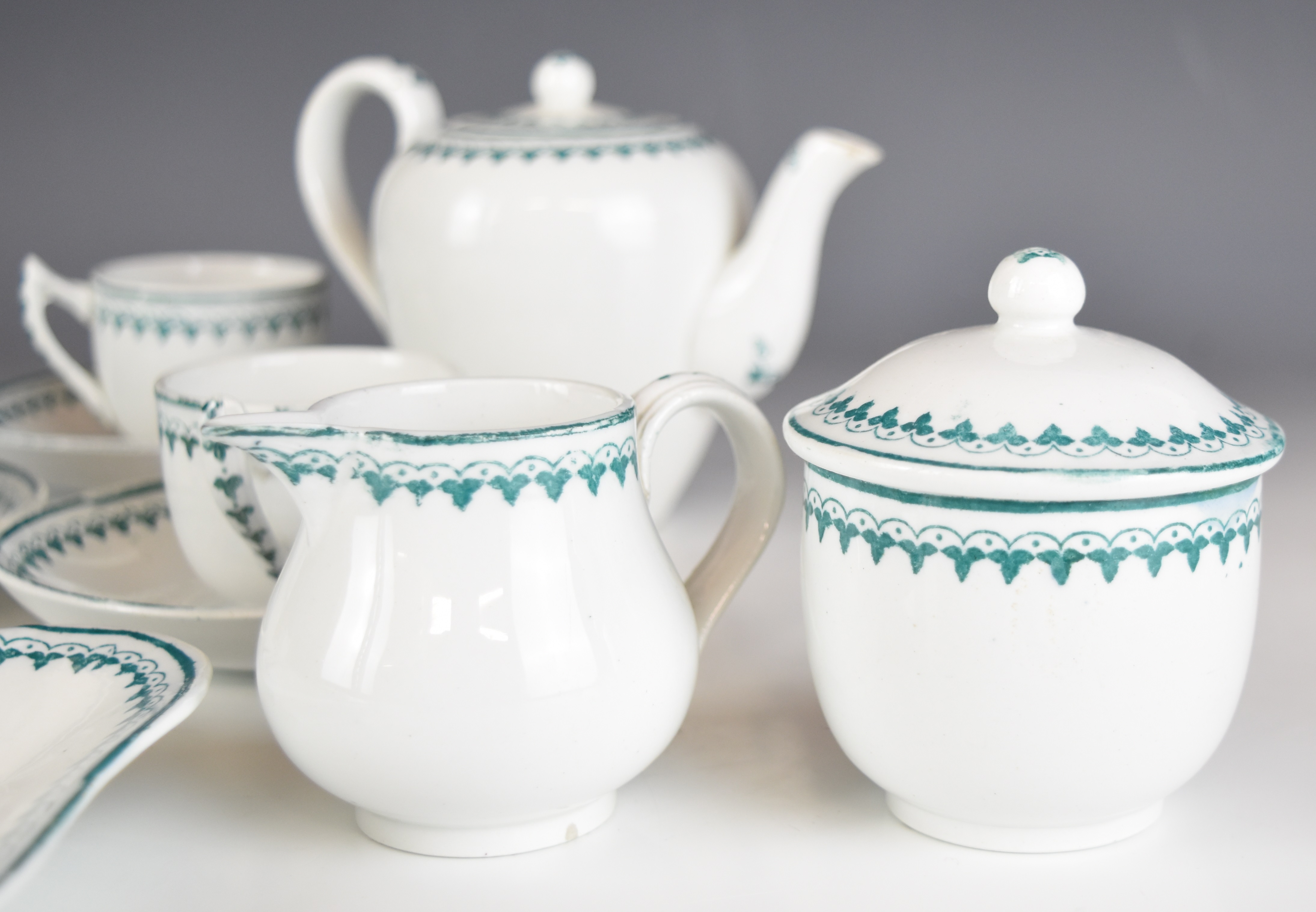 Copeland 19thC children's or toy / doll's house porcelain tea ware in two patterns, a sauce tureen - Image 9 of 12