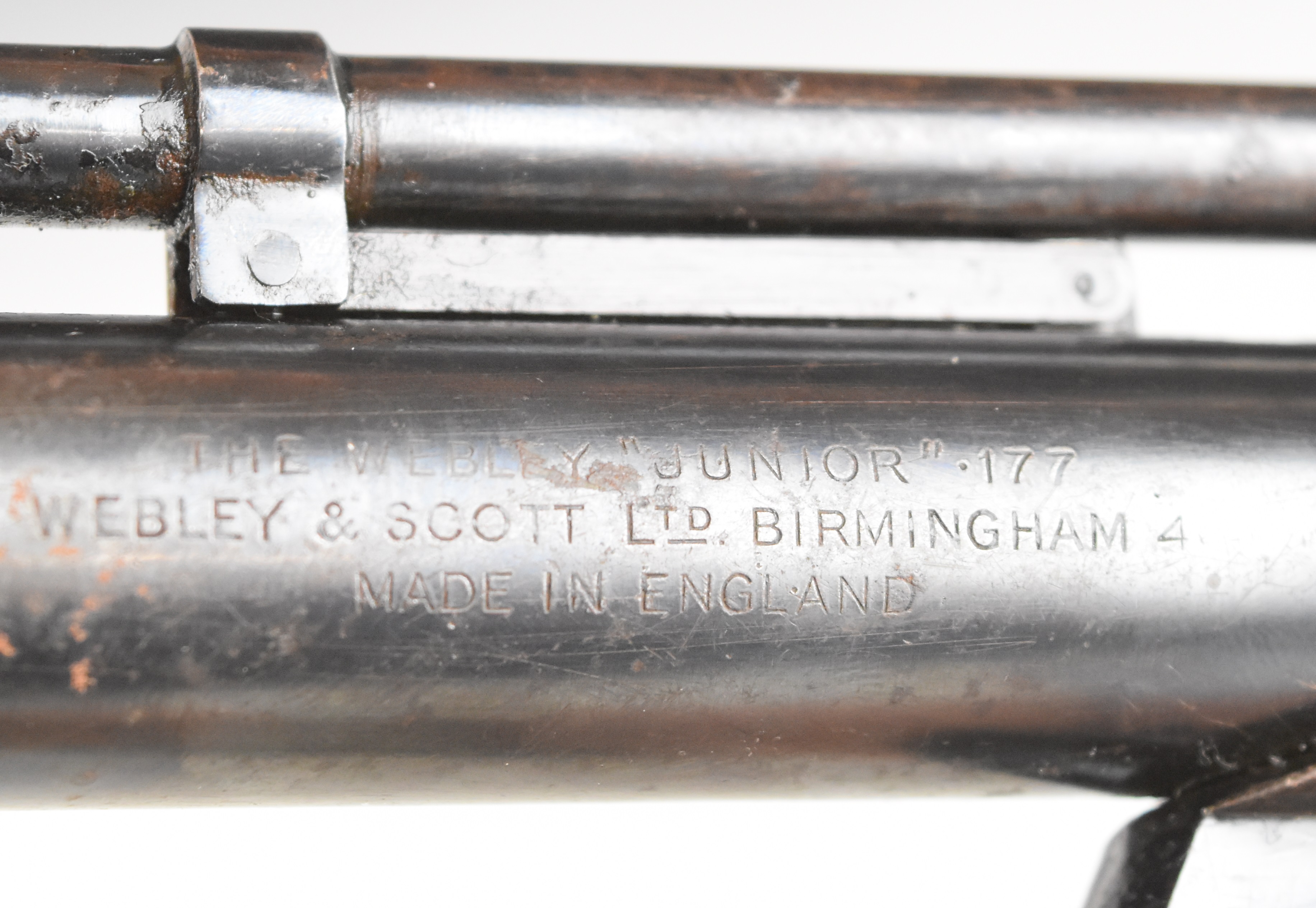 Webley Junior .177 air pistol with reeded metal grips and adjustable sights, serial number J34104. - Image 8 of 10