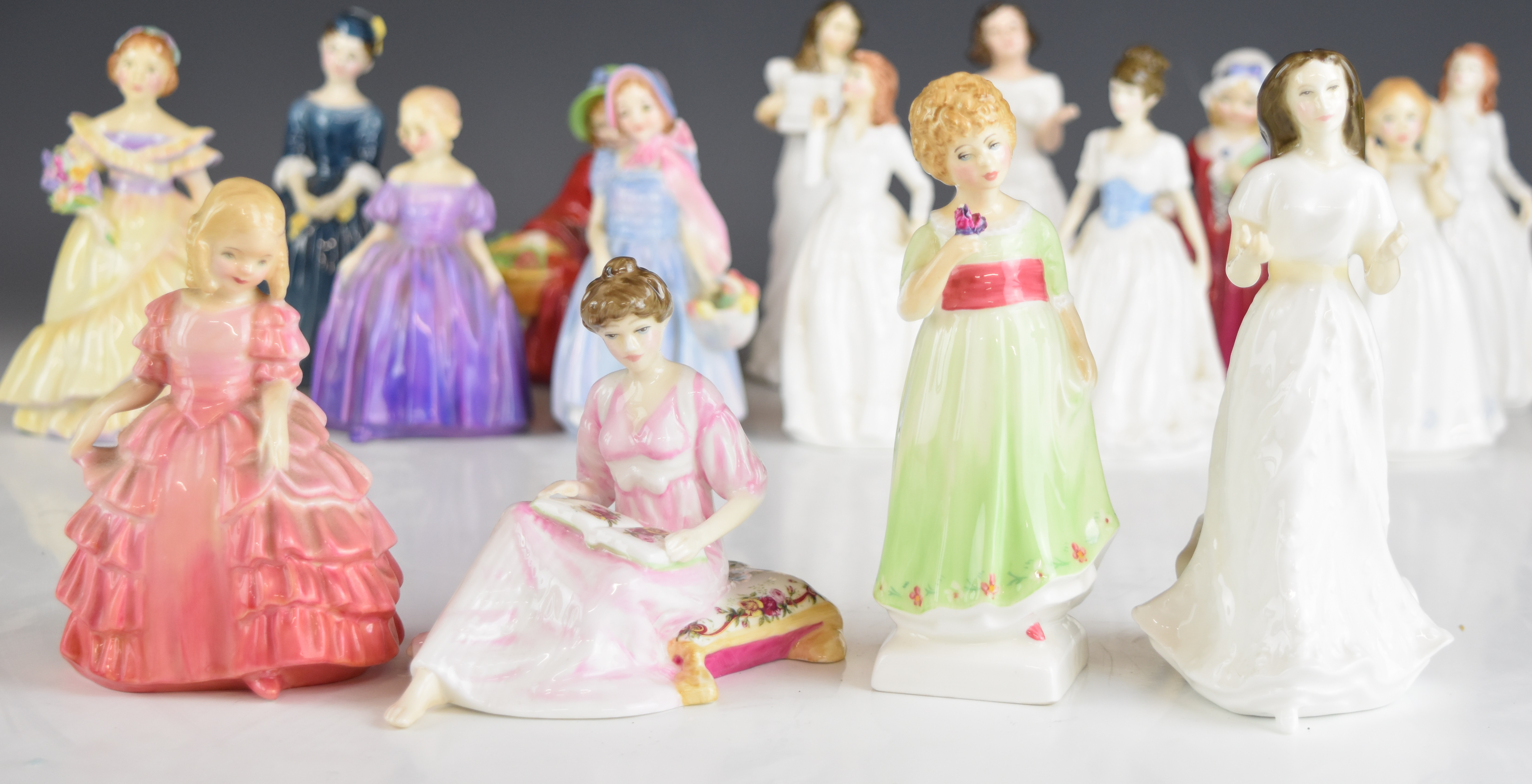 Ten Royal Doulton figurines including Kate Greenaway, Tess, Rose, Lavinia, Linda, two Dickens - Image 4 of 14