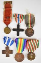 Italian WW1 medals comprising War Merit Cross, War Medal, Victory Medal, Mother's and Widow's, Order