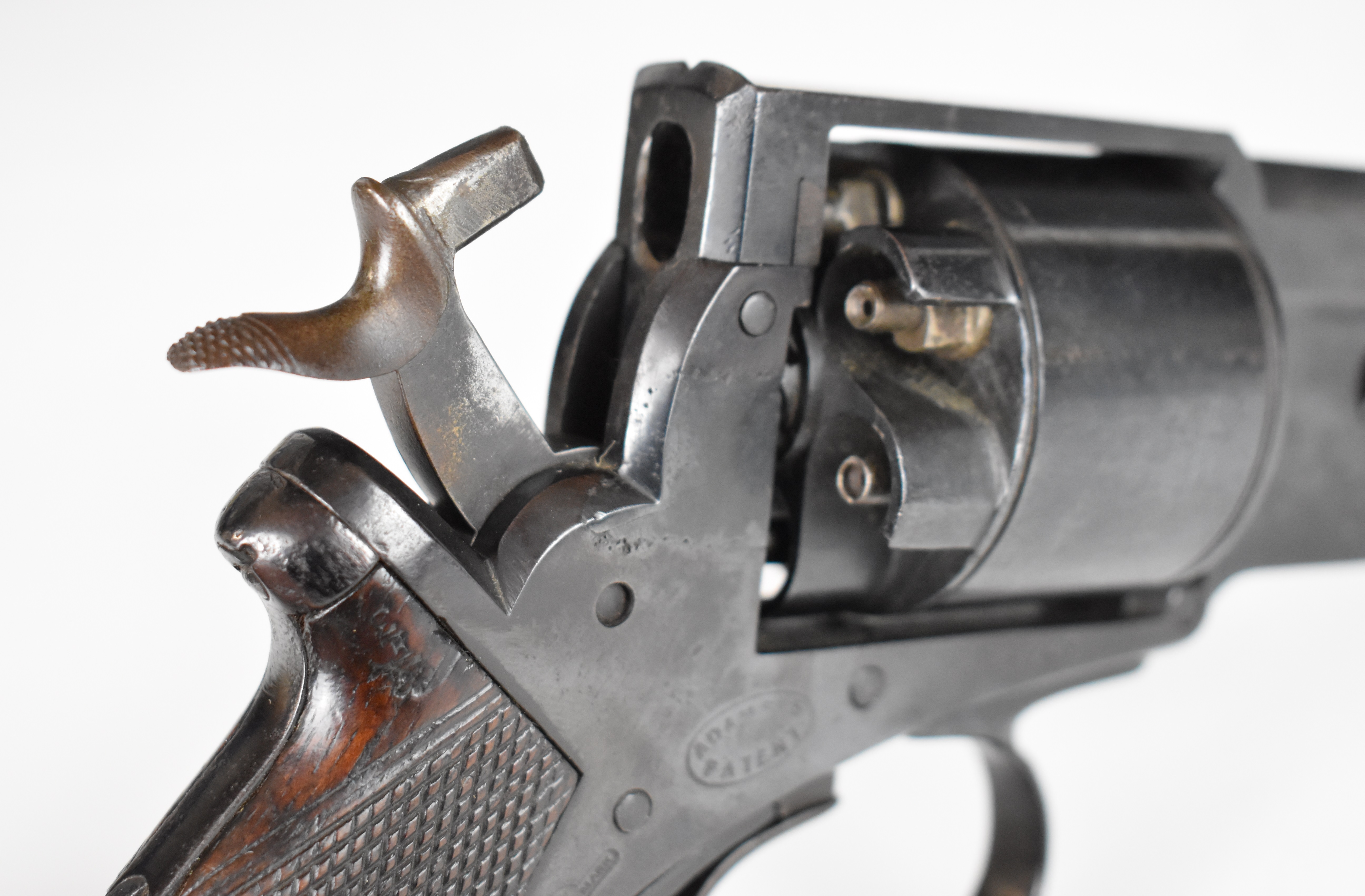 Adam's Patent 50 bore six-shot double-action revolver with chequered grip, line engraved cylinder, - Image 23 of 30