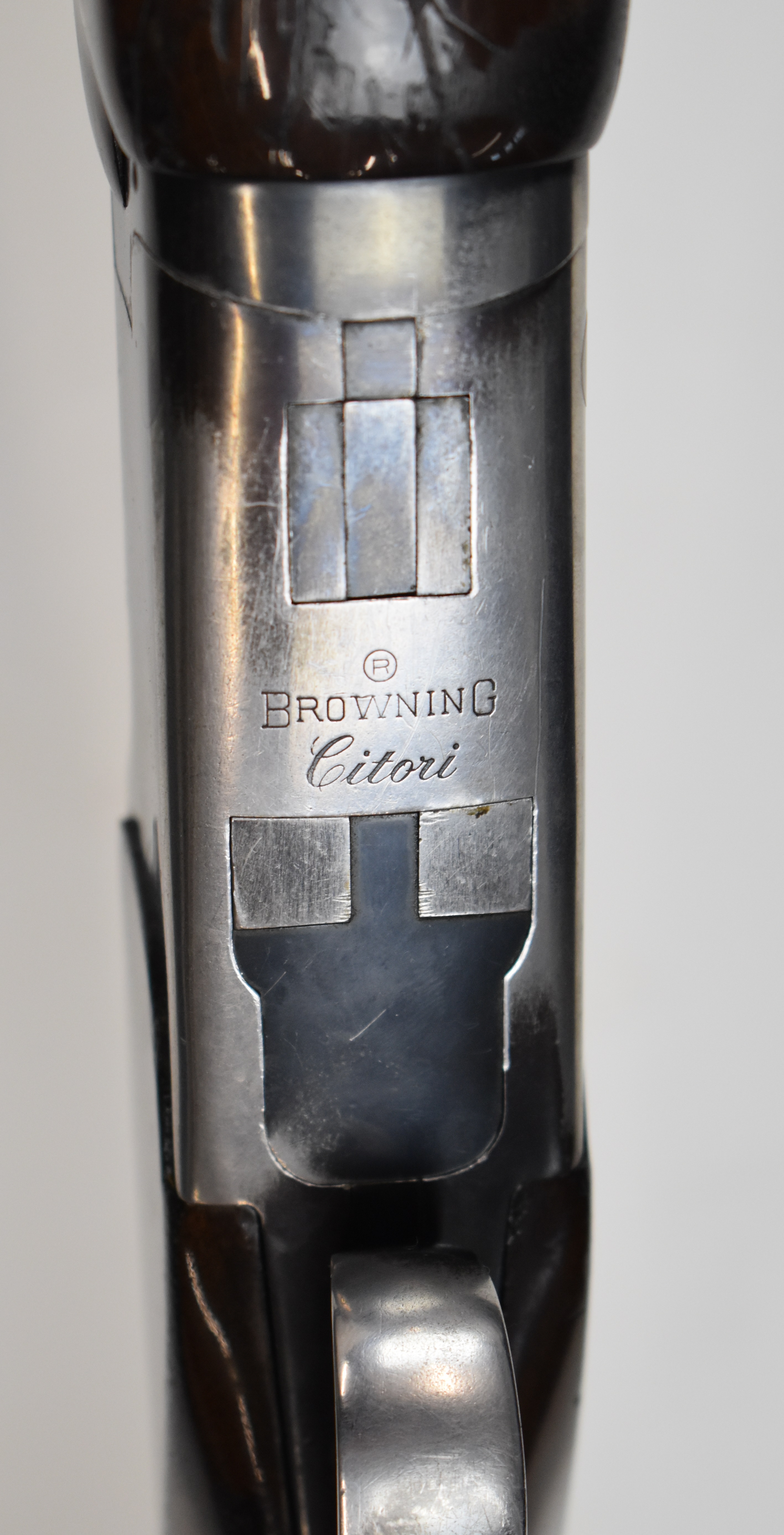 Browning Citori 12 bore over and under ejector shotgun with named underside, chequered semi-pistol - Image 10 of 10