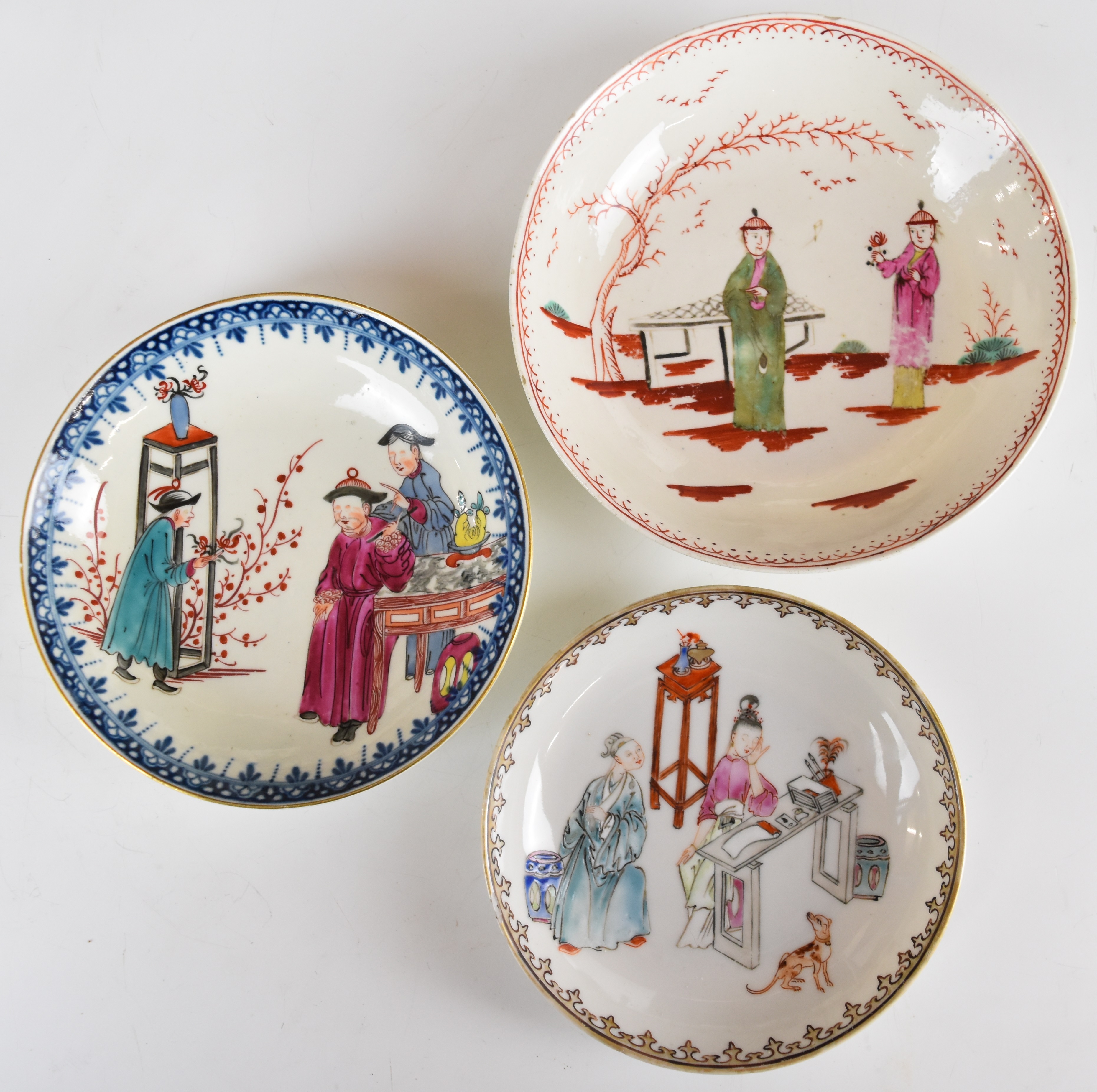 First period Worcester and Pennington Liverpool two coffee cans and saucers and an 18thC tea bowl - Image 9 of 12