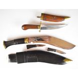 Kukri knife scabbard and an oriental dagger with decorative scabbard. PLEASE NOTE ALL BLADED ITEMS