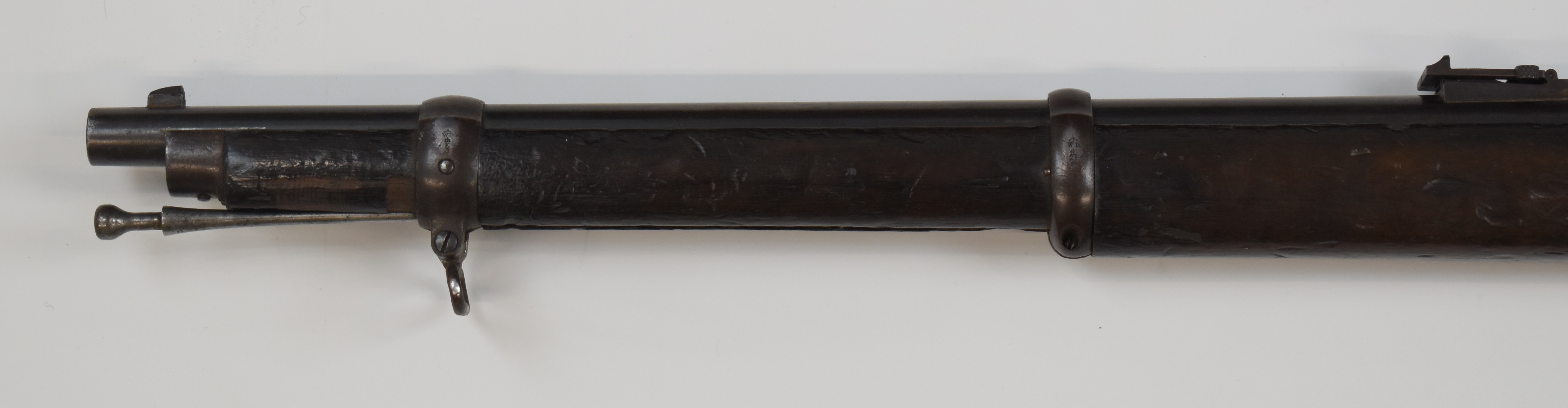 Enfield Martini-Henry Mark II .577/450 2-band carbine rifle with lock stamped 'VR Enfield 1876 - Image 9 of 10
