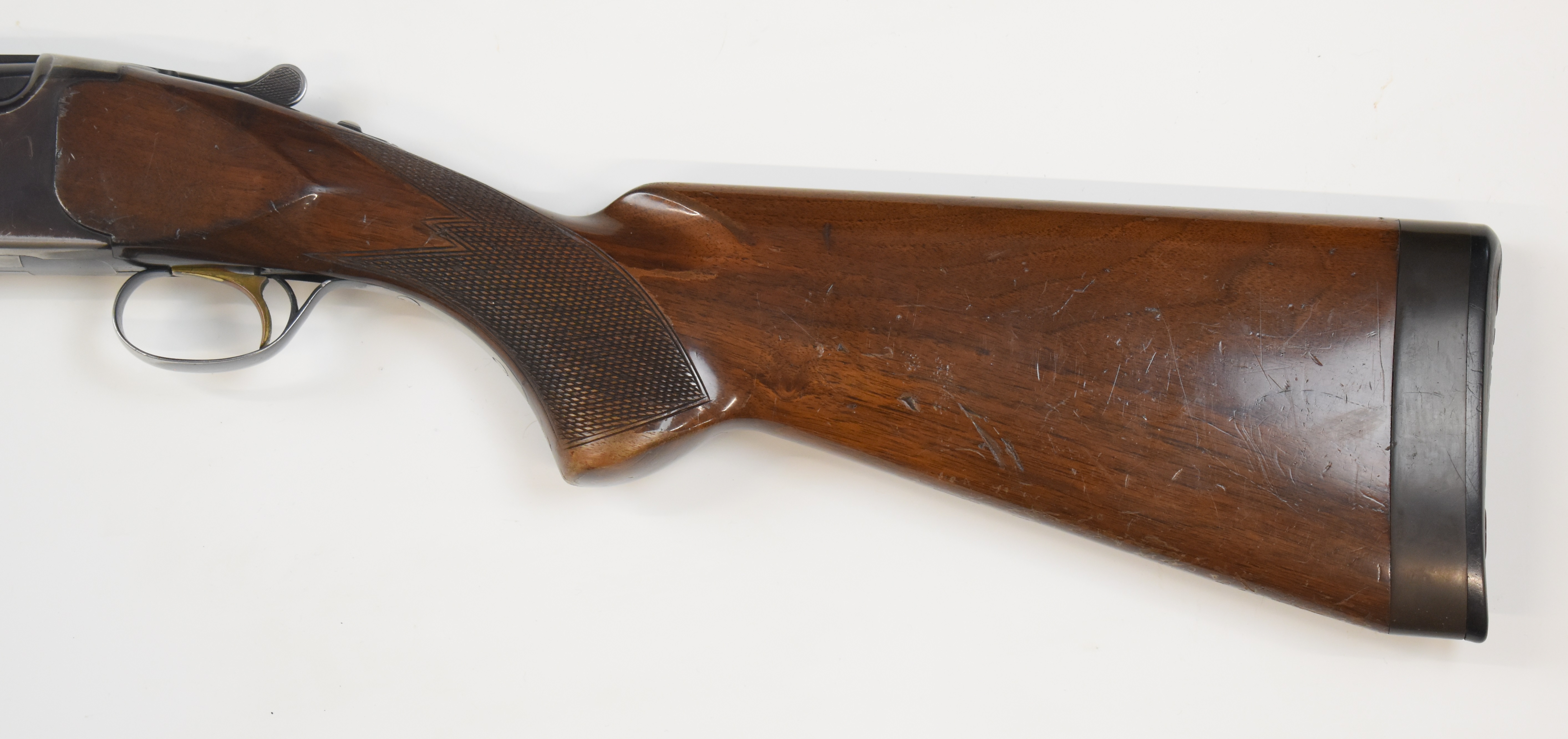 Browning Citori 12 bore over and under ejector shotgun with named underside, chequered semi-pistol - Image 7 of 10